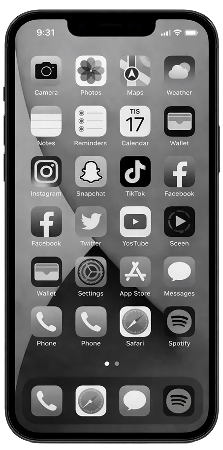 Eclipse grayscale screen active during a focus window